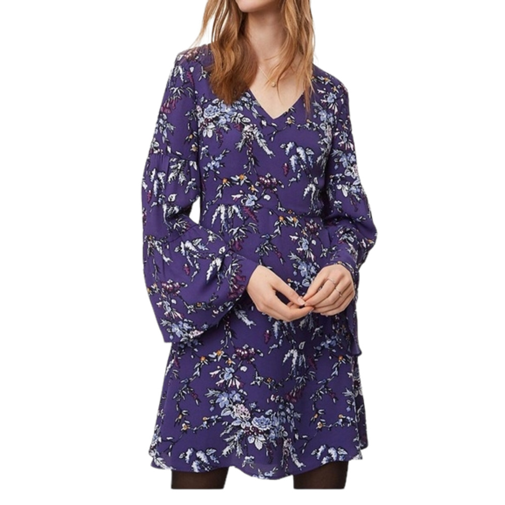 LOFT Frosted Branch Dress Purple 16